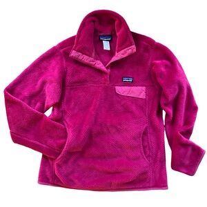 Patagonia Women's Small Pink 4 Snap T Fleece Pullover Front Hand Warmer Pocket